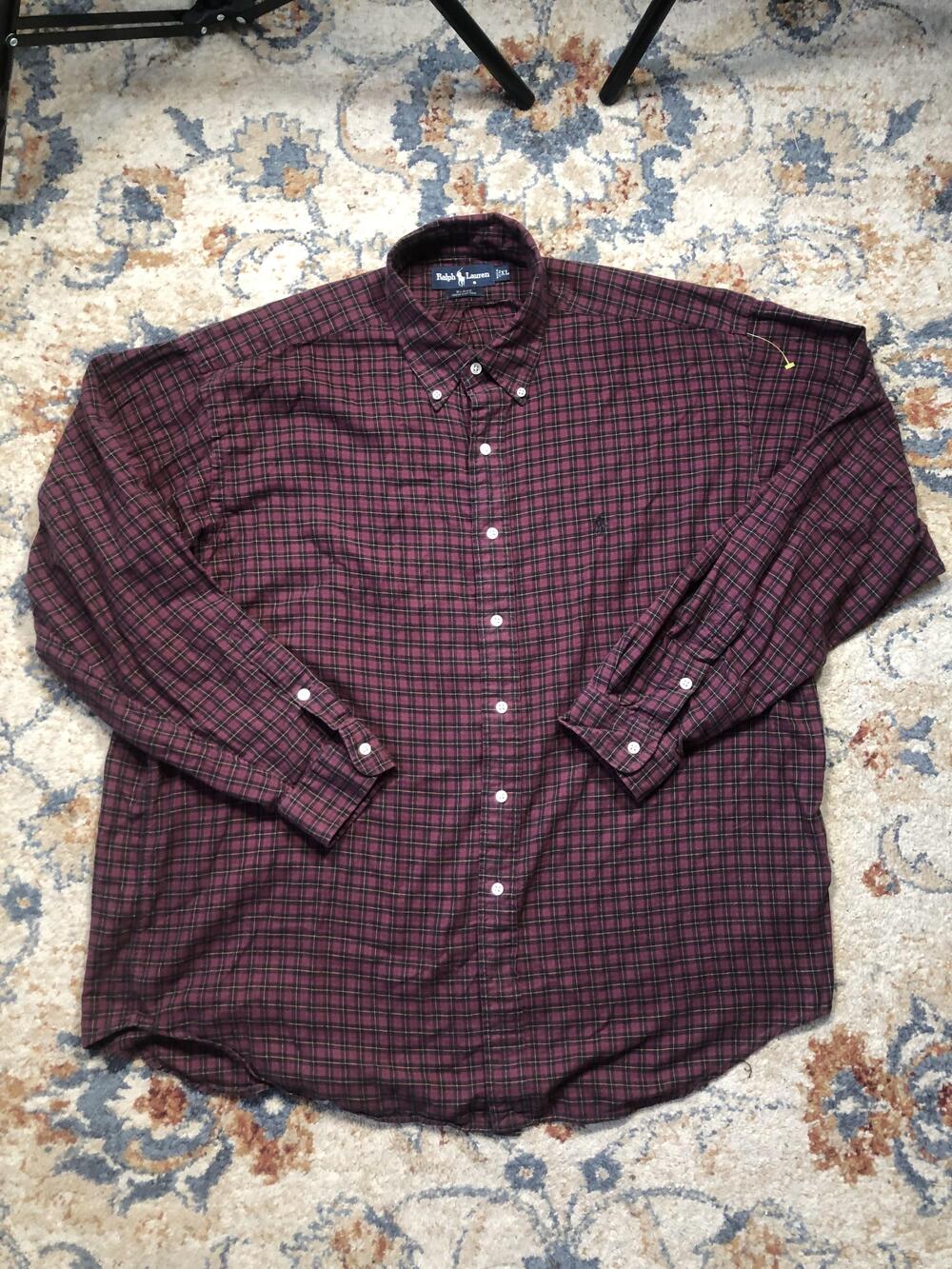 Ralph Lauren Shirt Mens XL Red Black Plaid Long Sleeve Blake Button Down Cotton